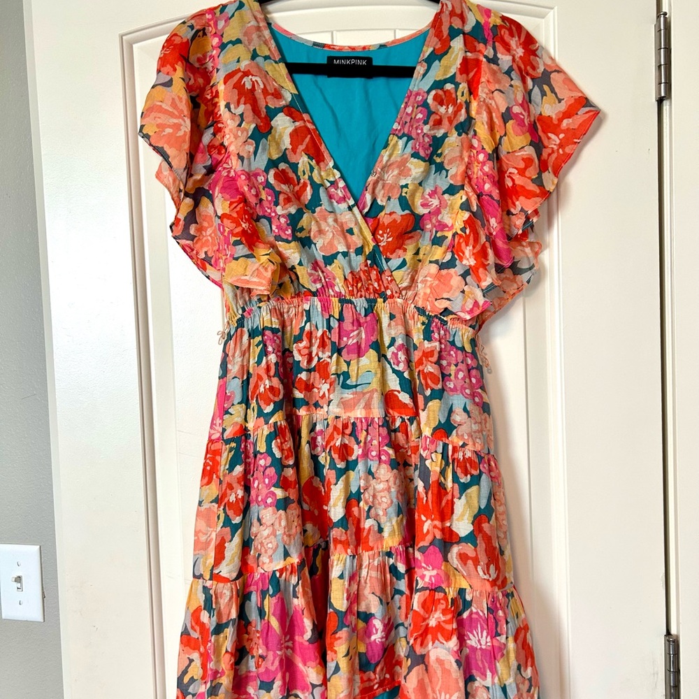 MINKPINK Vibrant Floral Wrap Mini Dress - Picture 7 of 8